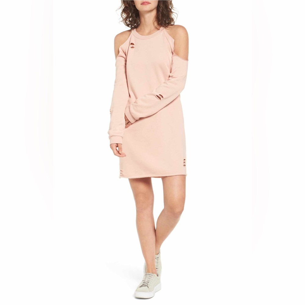 Socialite • NWT Distressed Cold Shoulder Sweater Dress